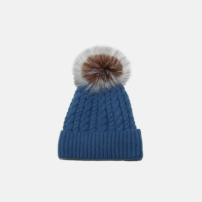 Cable Knit Winter Hat with Pompom - Byyde