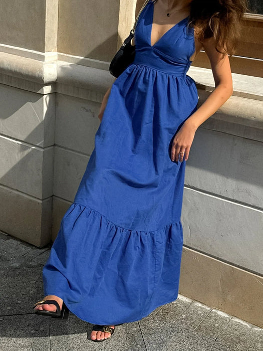 V-Neck Tiered Maxi Cami Dress - Byyde