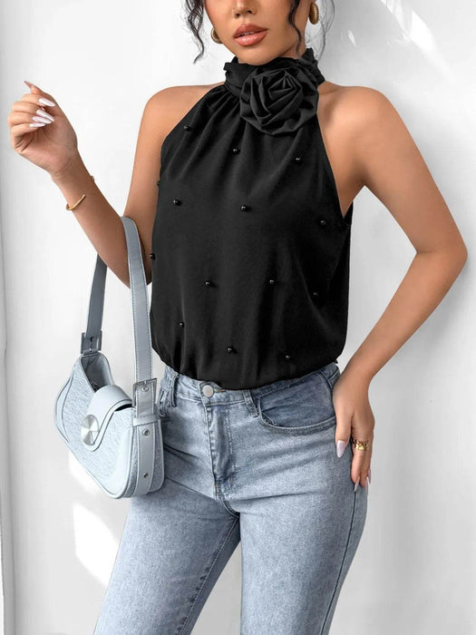 3D Flower Grecian Neck Bodysuit - Byyde