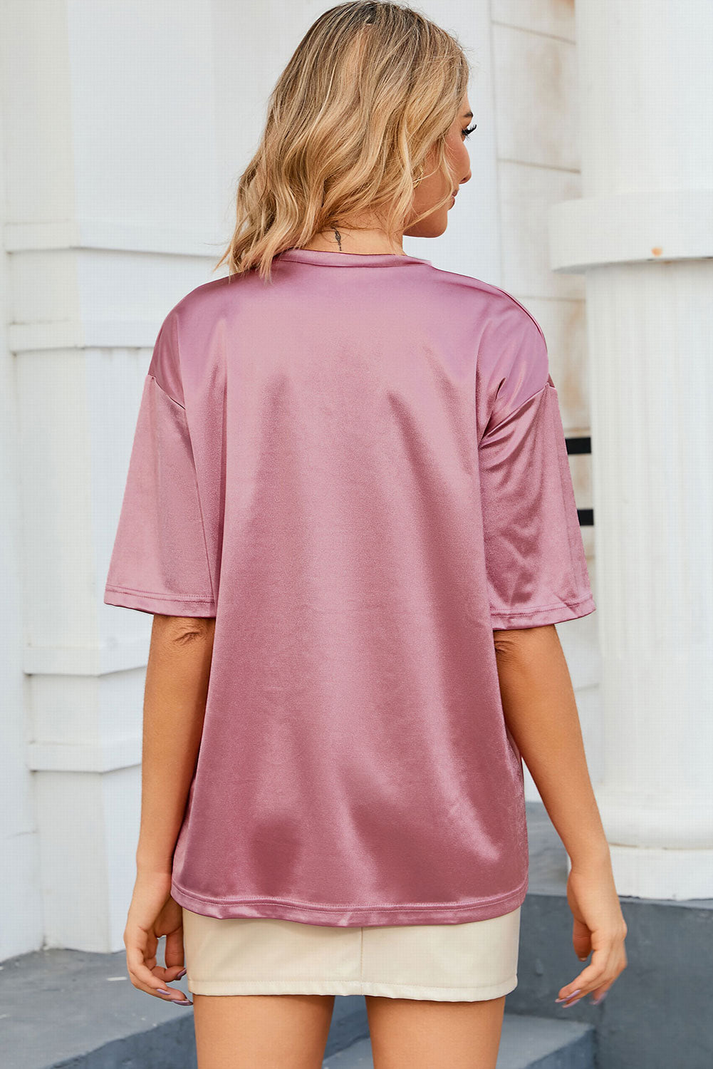 Round Neck Dropped Shoulder Top - Byyde