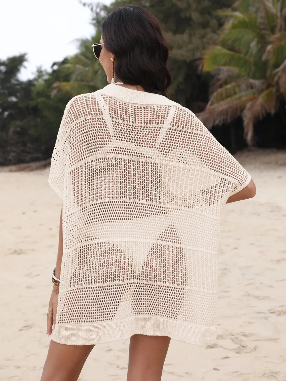 Hollow Out Collared Neck Cover-Up - Byyde