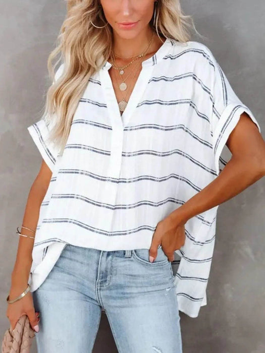 Full Size Oversized Notched Casual Shirt Plus Size - Byyde