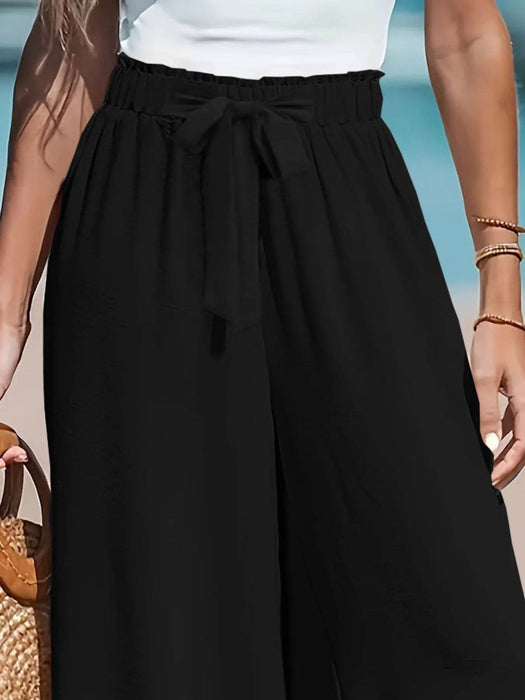 Full Size Drawstring Waist Wide Leg Pants Plus Size - Byyde