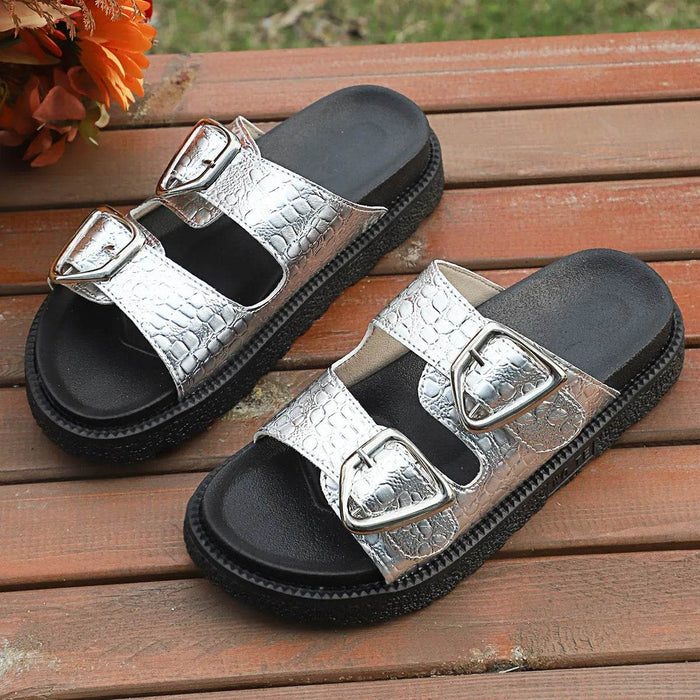 Double Buckle Platform Sandals - Byyde