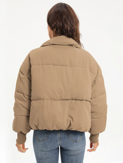 Zip Up Turtleneck Long Sleeve Puffer Jacket - Byyde