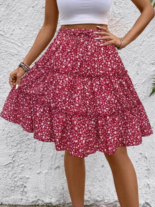 Floral Print Midi Skirt - Byyde