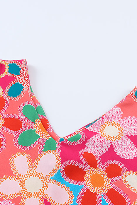 High-Low V-Neck Short Sleeve Blouse - Byyde