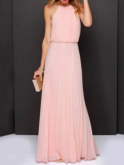 Pleated Sleeveless Maxi Tank Dress - Byyde