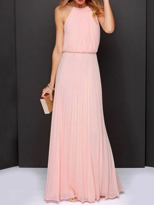 Pleated Sleeveless Maxi Tank Dress - Byyde