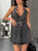Halter Neck Belted Denim Mini Dress - Byyde