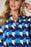Double Take Full Size Geometric Notched Half Sleeve Blouse - Byyde