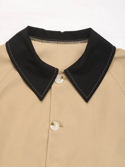 Color Block Button-Up Casual Jacket - Byyde