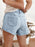 High Rise Distressed Raw Hem Denim Shorts - Byyde