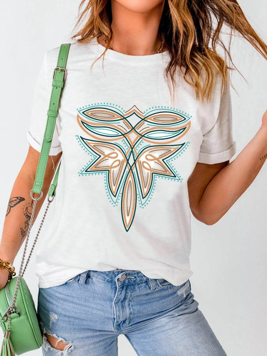 Graphic Round Neck Short Sleeve T-Shirt - Byyde