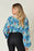 Double Take Full Size Printed Balloon Sleeve Blouse - Byyde