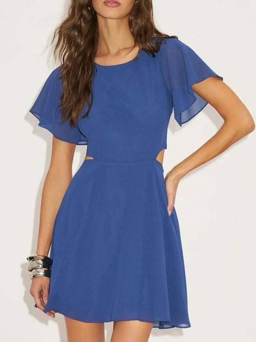 Cut-Out Flutter Sleeve Mini Dress - Byyde