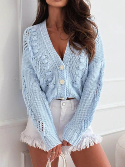 Button Up V-Neck Cardigan - Byyde