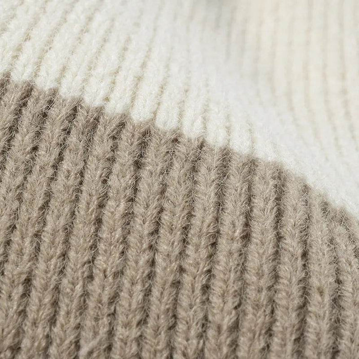Color Block Knit Hat with Pom-pom - Byyde