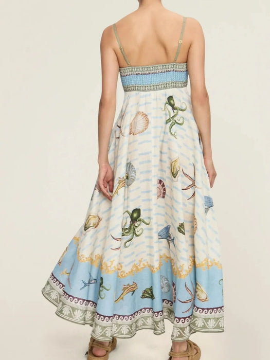 Printed Square Neck Maxi Cami Dress - Byyde