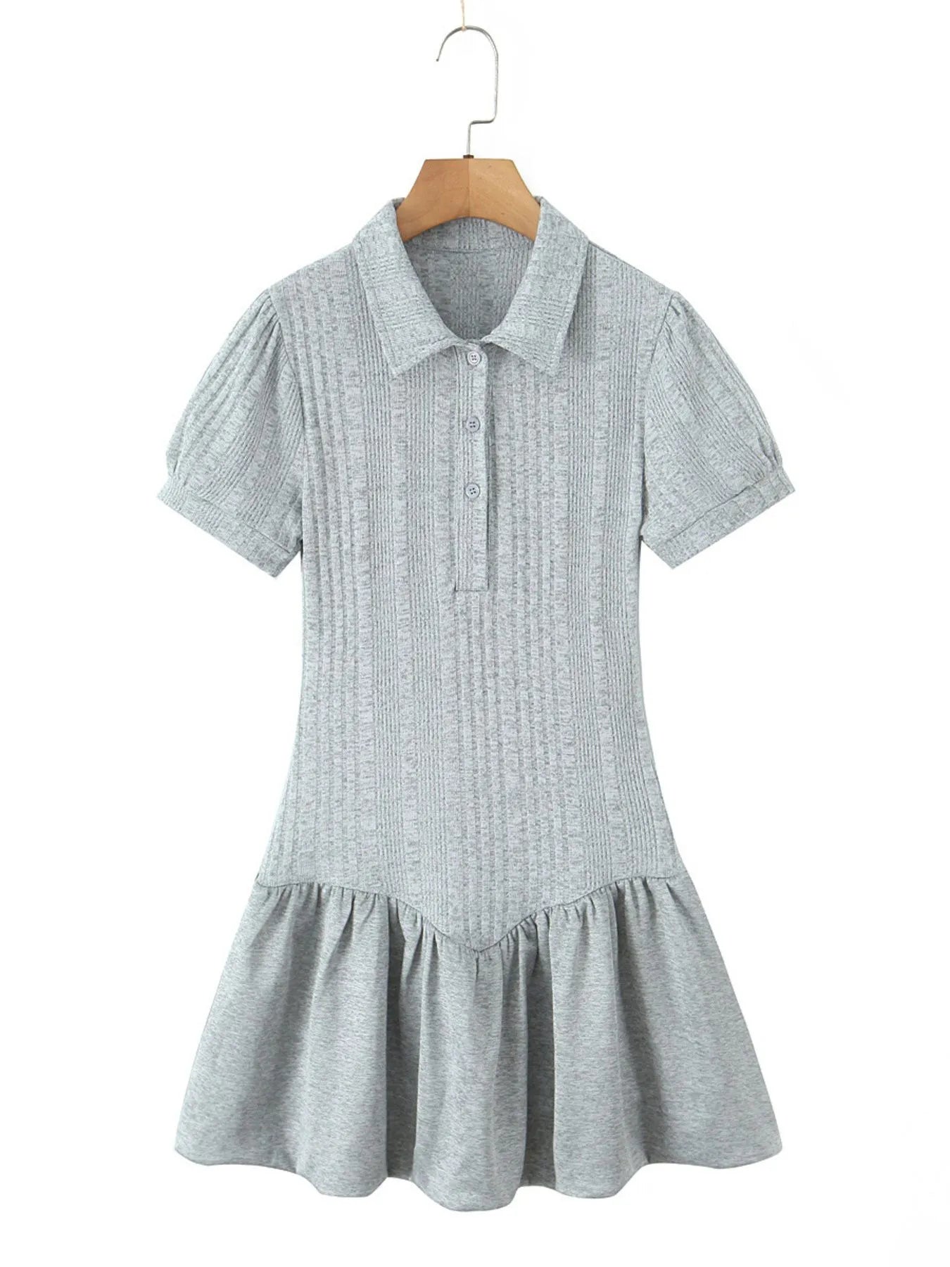 Short Sleeve Bubble Hem Mini Dress - Byyde