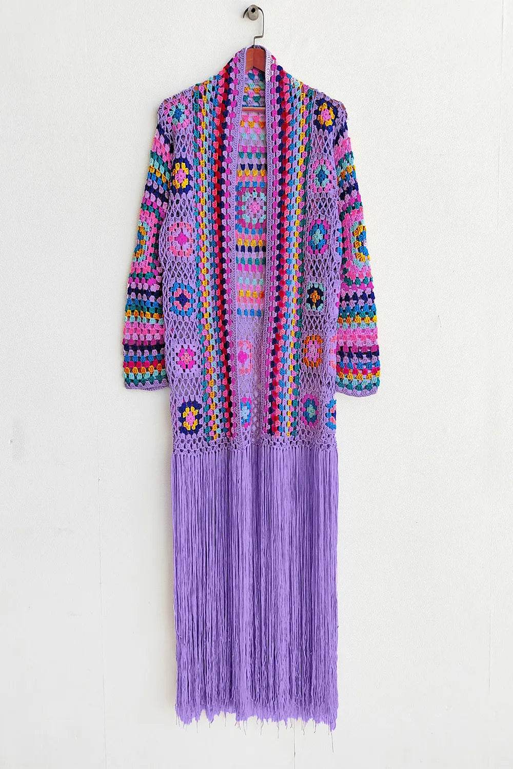 Fringe Tied Long Sleeve Cardigan - Byyde