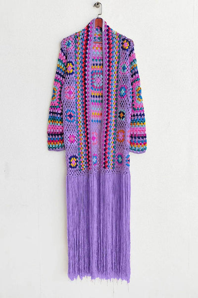 Fringe Tied Long Sleeve Cardigan - Byyde