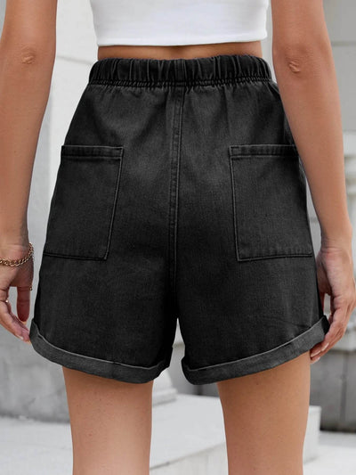 Drawstring Wash Denim Shorts - Byyde