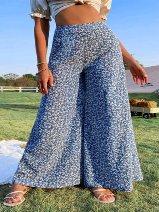Floral Wide Leg Pants - Byyde