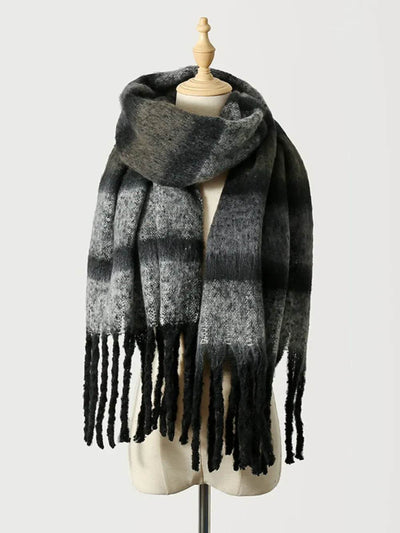Fringe Color Block Polyester Scarf - Byyde