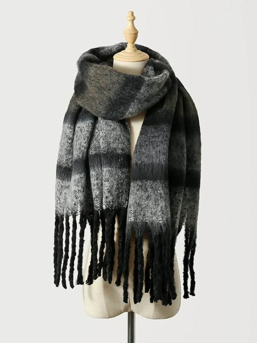 Fringe Color Block Polyester Scarf - Byyde