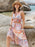 Printed V-Neck Top and Midi Skirt Set - Byyde