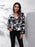 Floral V-Neck Balloon Sleeve Peplum Blouse - Byyde