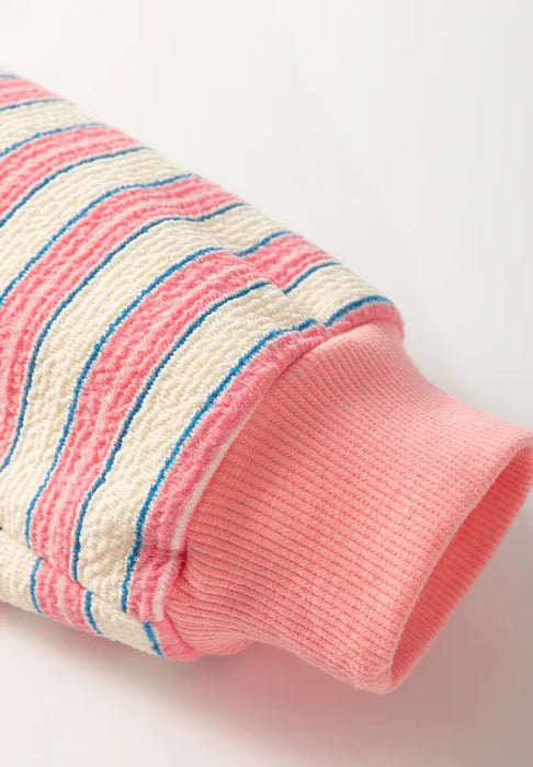 Striped Johnny Collar Long Sleeve Sweatshirt - Byyde