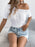 Openwork Single Shoulder Short Sleeve Knit Top - Byyde