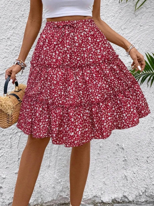 Floral Print Midi Skirt - Byyde