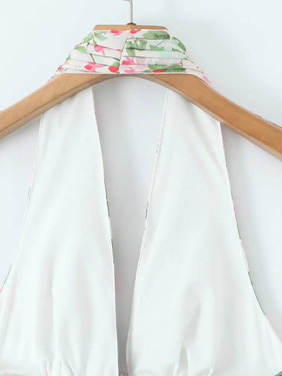 Floral Halter Neck Mini Dress - Byyde