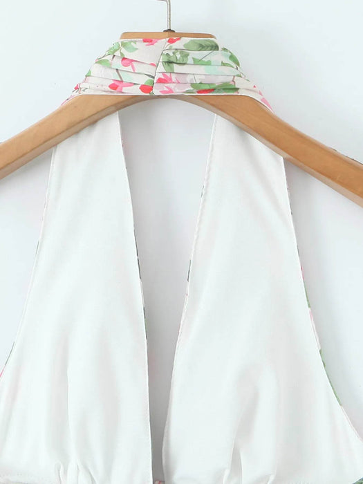 Floral Halter Neck Mini Dress - Byyde