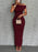 Asymmetrical One Shoulder Bodycon Maxi Dress - Byyde