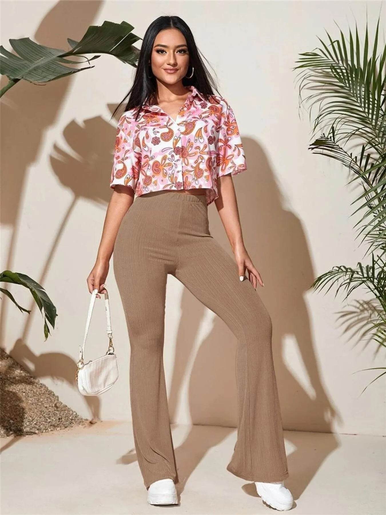 Full Size High-Waist Flare Active Pants Plus Size - Byyde