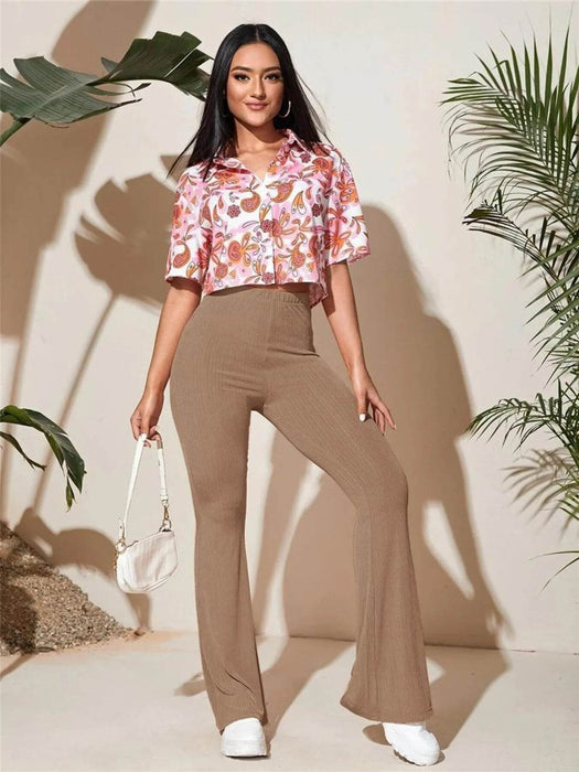 Full Size High-Waist Flare Active Pants Plus Size - Byyde