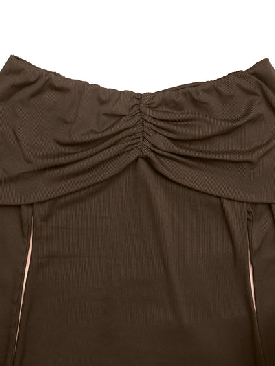 Off-Shoulder Long Sleeve Bodycon Maxi Dress - Byyde