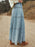 Button-Front Tiered Maxi Denim Skirt - Byyde