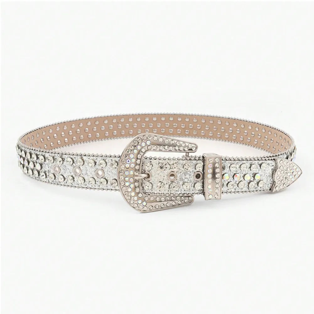 PU Leather Rhinestone Belt - Byyde
