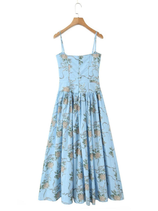Floral Print Square Neck Cami Maxi Dress - Byyde