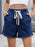 Drawstring Wash Denim Shorts - Byyde