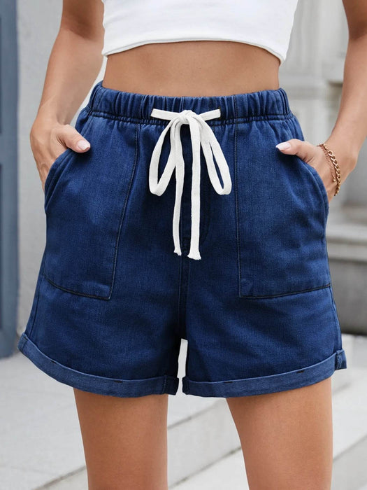 Drawstring Wash Denim Shorts - Byyde