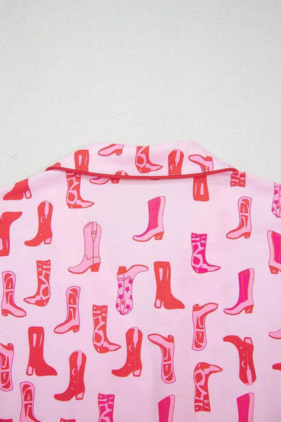 Cowgirl Boots Printed Shirt and Shorts Set - Byyde