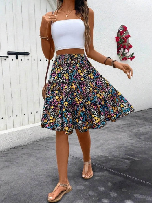 Floral Print Midi Skirt - Byyde