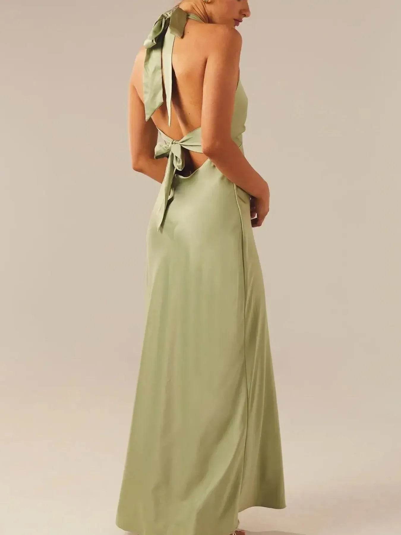 Halter Neck Wrap Maxi Dress with Tie Detail - Byyde