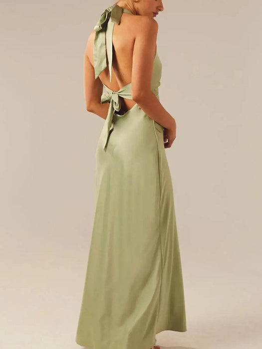 Halter Neck Wrap Maxi Dress with Tie Detail - Byyde